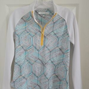 Pebble Beach Golf Geometric Print Half Zip Top In Dry Luxe Performance Fabric